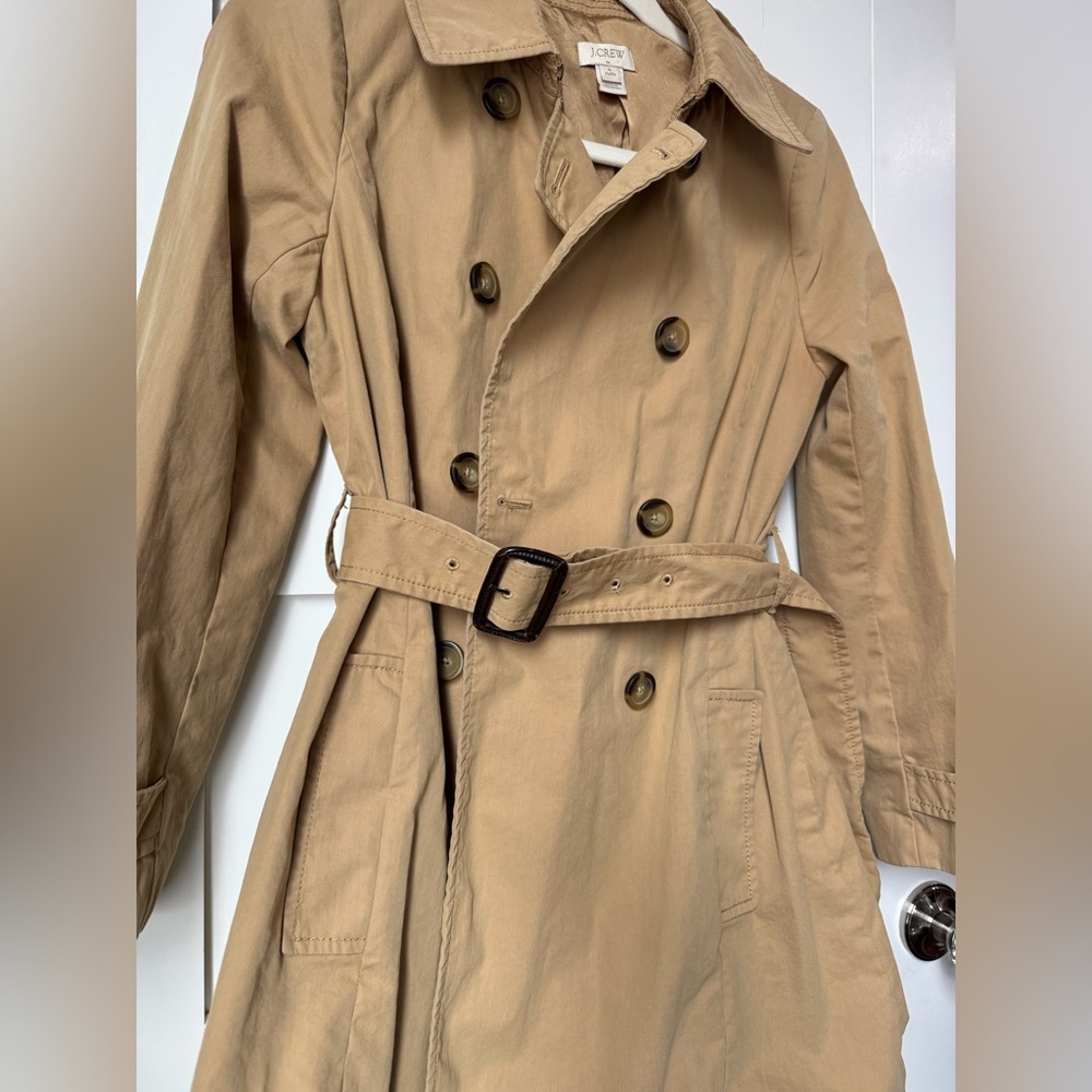 J. Crew Tan Trench Coat size 4 Petite - Picture 6 of 13